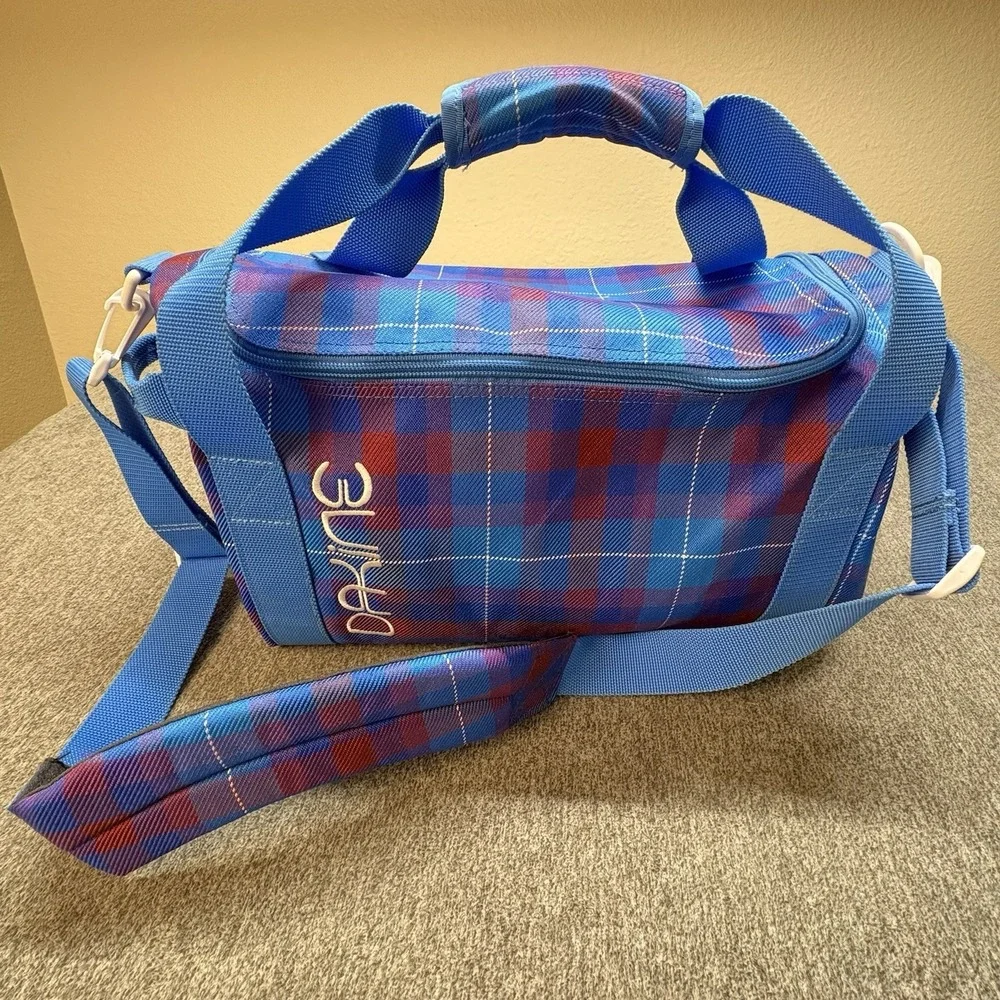 Dakine EQ‎ Sports Bag Duffle Red Blue Plaid Print Gym Carry On